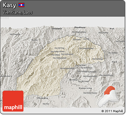 Shaded Relief 3D Map of Kasy, semi-desaturated