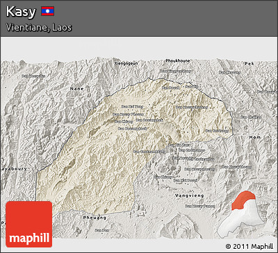 Shaded Relief 3D Map of Kasy, semi-desaturated