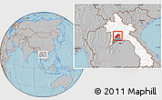 Gray Location Map of Kasy, highlighted country, highlighted parent region, hill shading