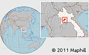 Gray Location Map of Kasy, highlighted country, hill shading