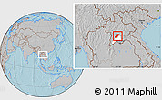 Gray Location Map of Kasy, highlighted parent region, hill shading