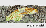 Physical Panoramic Map of Kasy, darken, semi-desaturated