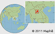 Savanna Style Location Map of Vientiane, within the entire country