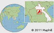 Savanna Style Location Map of Vientiane, highlighted country
