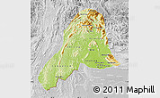 Physical Map of Vientiane, lighten, desaturated