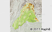 Physical Map of Vientiane, lighten, semi-desaturated