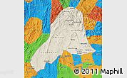 Shaded Relief Map of Vientiane, political outside