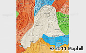 Shaded Relief Map of Vientiane, political shades outside