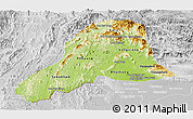 Physical Panoramic Map of Vientiane, lighten, desaturated