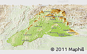 Physical Panoramic Map of Vientiane, lighten