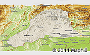 Shaded Relief Panoramic Map of Vientiane, physical outside