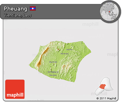 Physical 3D Map of Pheuang, cropped outside
