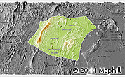 Physical 3D Map of Pheuang, darken, desaturated