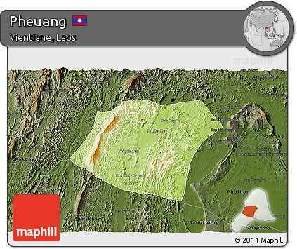 Physical 3D Map of Pheuang, darken