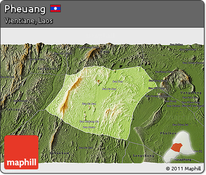 Physical 3D Map of Pheuang, darken