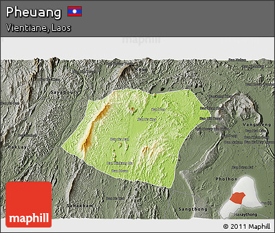 Physical 3D Map of Pheuang, darken, semi-desaturated