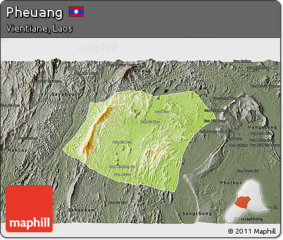 Physical 3D Map of Pheuang, darken, semi-desaturated