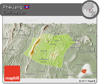 Physical 3D Map of Pheuang, semi-desaturated