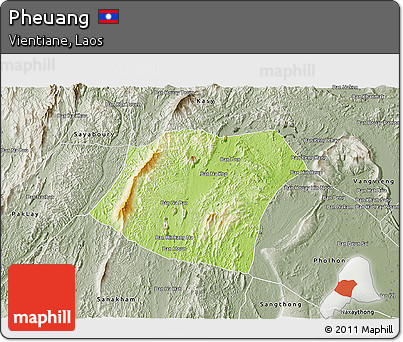 Physical 3D Map of Pheuang, semi-desaturated