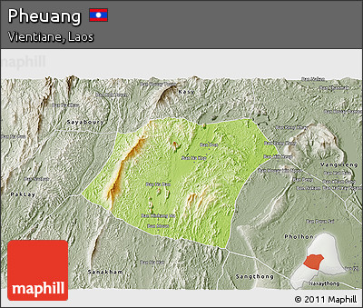 Physical 3D Map of Pheuang, semi-desaturated
