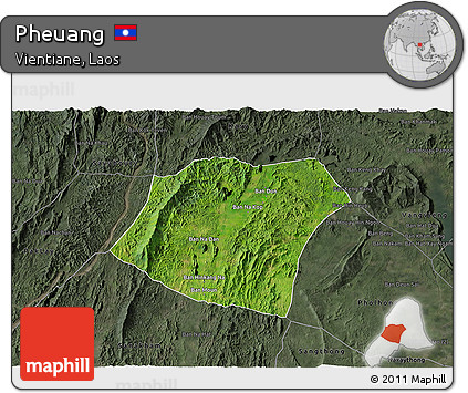 Satellite 3D Map of Pheuang, darken, semi-desaturated