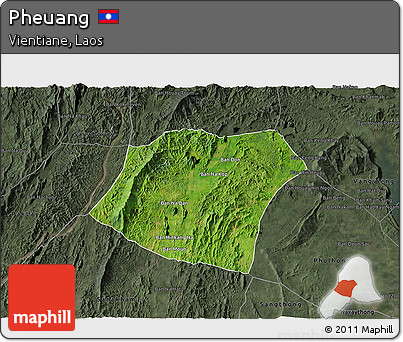 Satellite 3D Map of Pheuang, darken, semi-desaturated