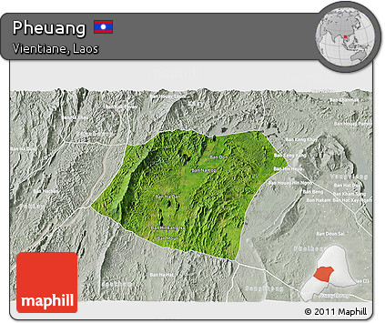 Satellite 3D Map of Pheuang, lighten, semi-desaturated