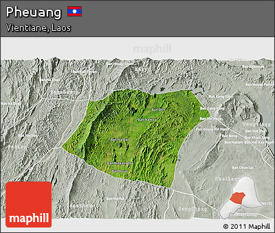 Satellite 3D Map of Pheuang, lighten, semi-desaturated