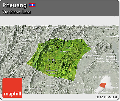 Satellite 3D Map of Pheuang, lighten, semi-desaturated