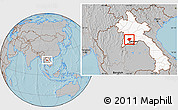 Gray Location Map of Pheuang, highlighted country, hill shading