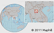 Gray Location Map of Pheuang, highlighted parent region, within the entire country, hill shading