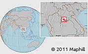 Gray Location Map of Pheuang, highlighted parent region, hill shading