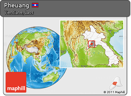 Physical Location Map of Pheuang, highlighted country, highlighted parent region
