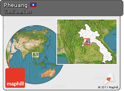 Satellite Location Map of Pheuang, highlighted country, highlighted parent region