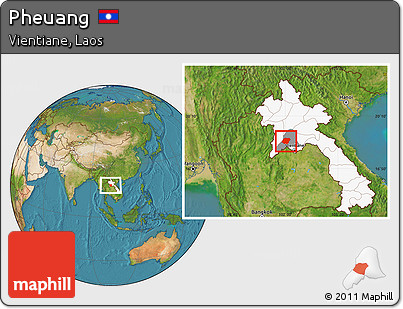 Satellite Location Map of Pheuang, highlighted country, highlighted parent region