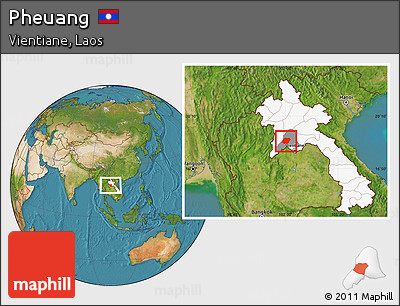 Satellite Location Map of Pheuang, highlighted country, highlighted parent region