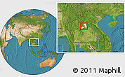 Satellite Location Map of Pheuang, highlighted parent region, within the entire country