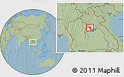 Savanna Style Location Map of Pheuang, highlighted parent region, hill shading