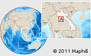 Shaded Relief Location Map of Pheuang, highlighted country, highlighted parent region, within the entire country