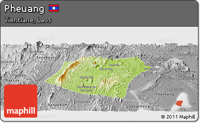 Physical Panoramic Map of Pheuang, desaturated