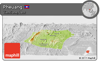 Physical Panoramic Map of Pheuang, lighten, desaturated