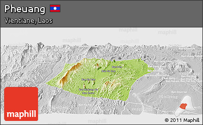 Physical Panoramic Map of Pheuang, lighten, desaturated