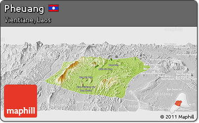 Physical Panoramic Map of Pheuang, lighten, desaturated