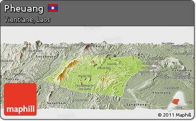 Physical Panoramic Map of Pheuang, semi-desaturated
