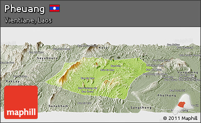 Physical Panoramic Map of Pheuang, semi-desaturated