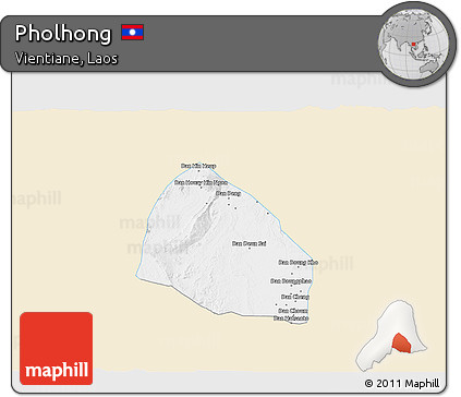 Classic Style 3D Map of Pholhong, single color outside