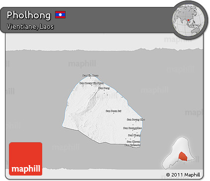 Gray 3D Map of Pholhong, single color outside