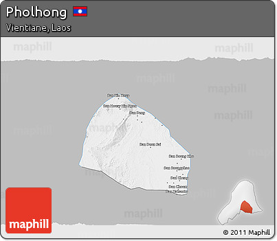 Gray 3D Map of Pholhong, single color outside