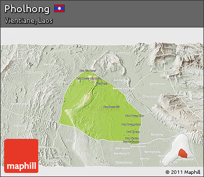 Physical 3D Map of Pholhong, lighten, semi-desaturated