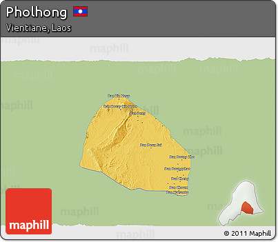Savanna Style 3D Map of Pholhong, single color outside
